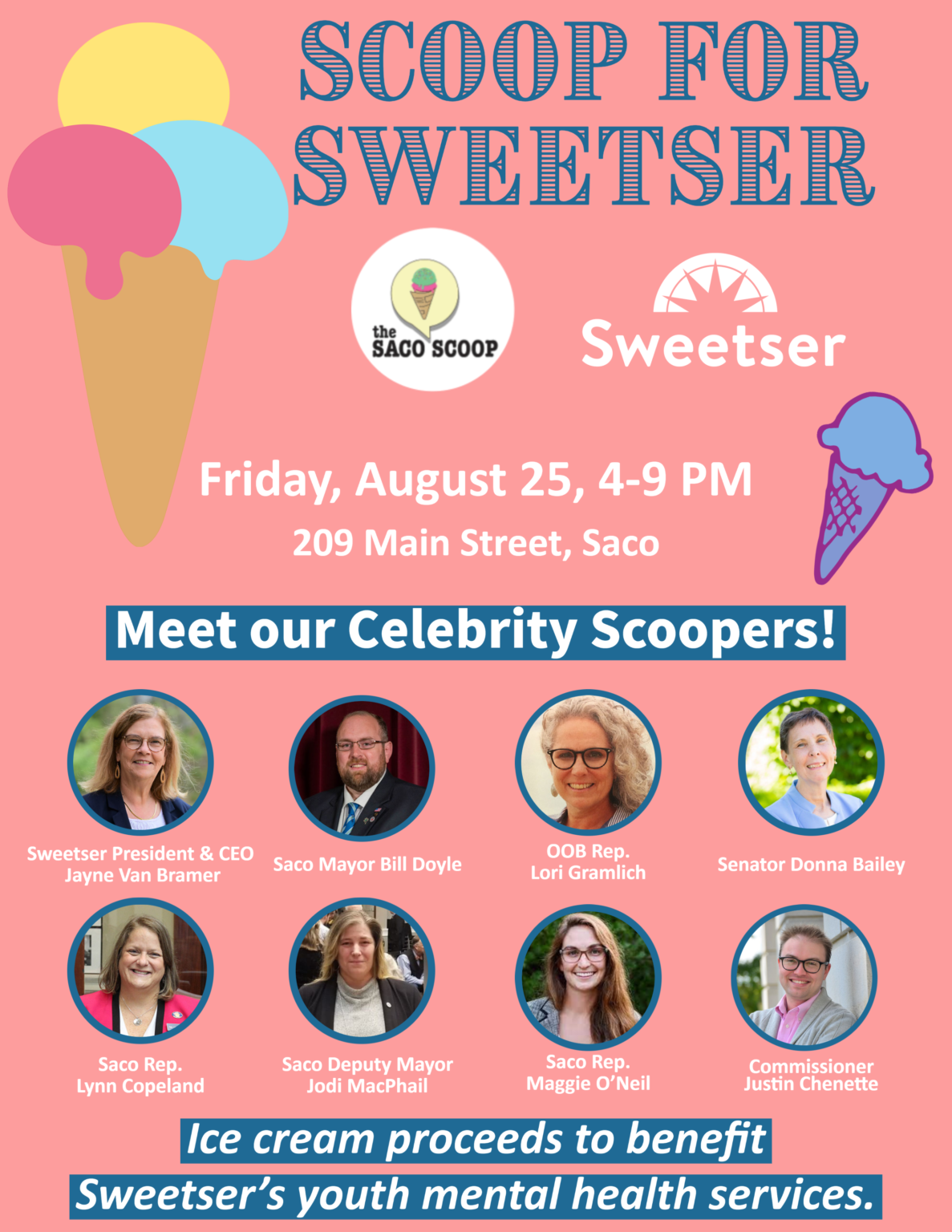 ‘Celebrity’ ice cream scoopers to serve up a sweet cause Sweetser